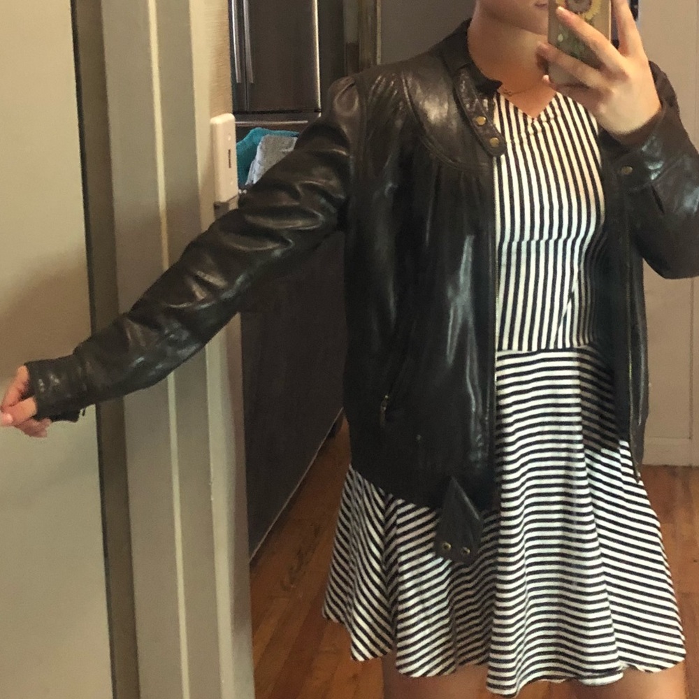 Brown leather jacket